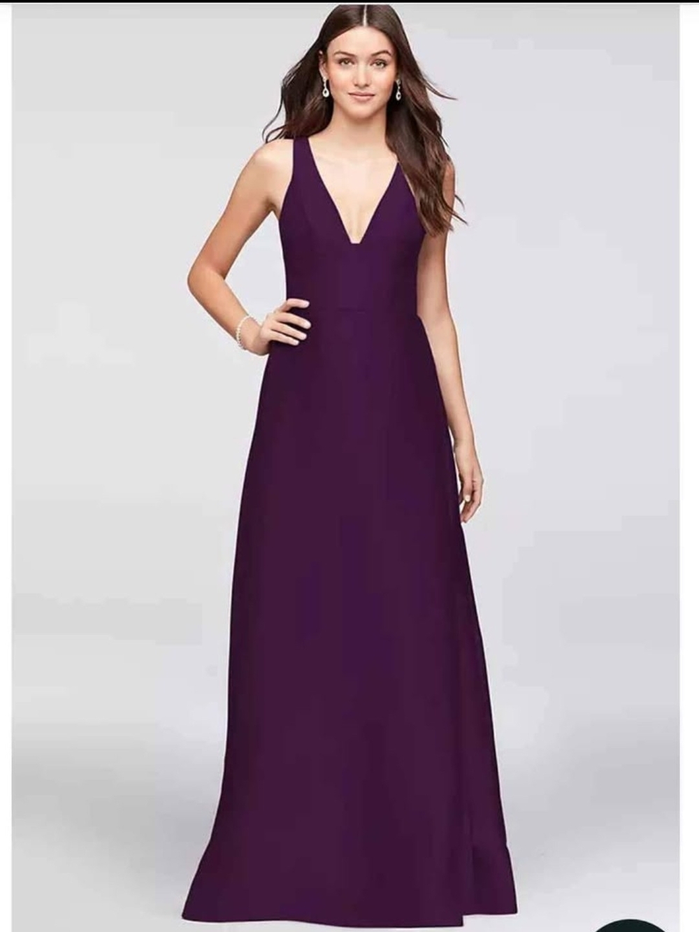 V-Neck Mikado Dress with pockets, size 4 in Deep Plum